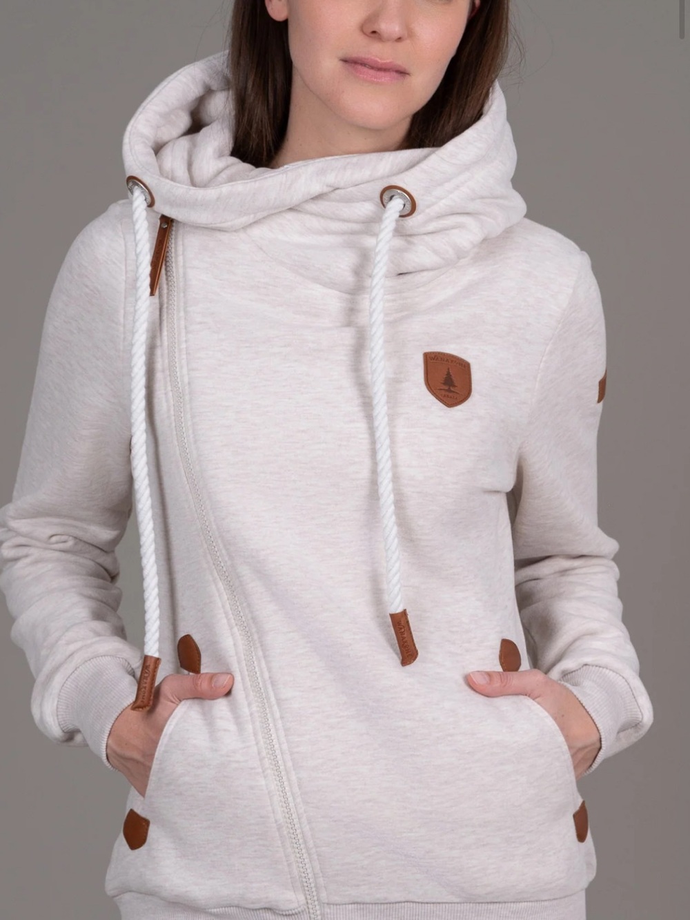 Wanakome Athena Asymmetrical Zip Hoodie in Purple